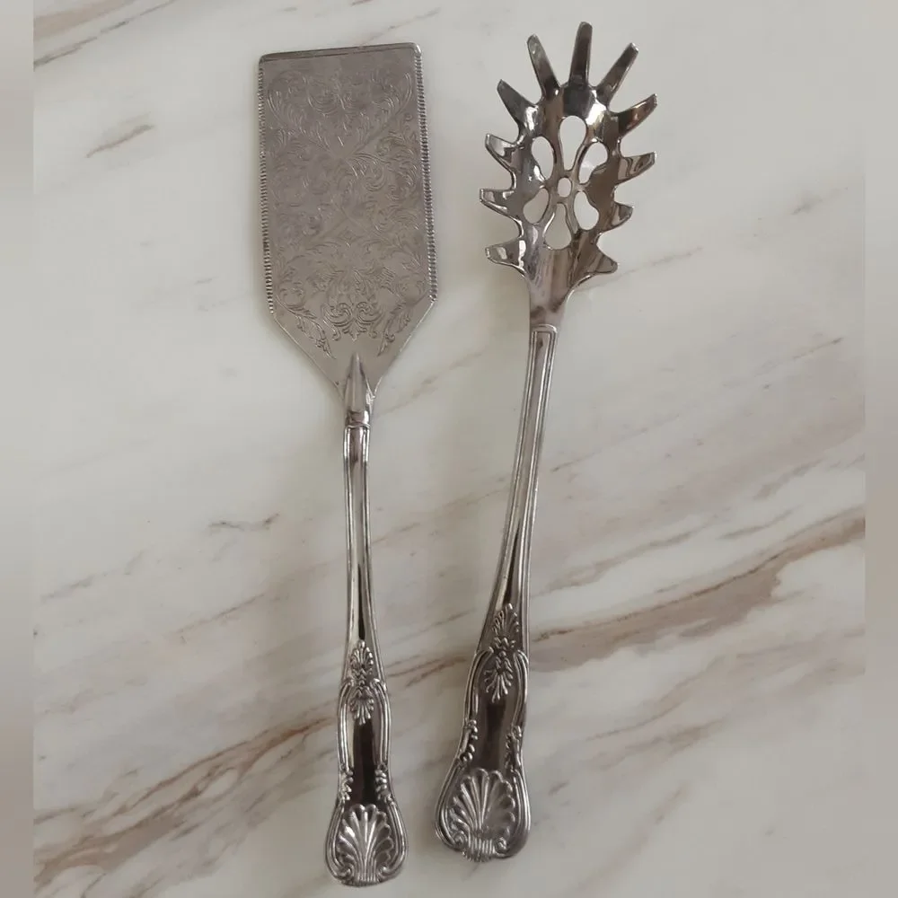 Silver Plate Lasagna | Pasta Serving Utensil Set - Vtg